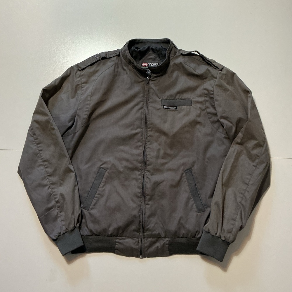 Vintage Y2K 2000s Split Skateboarding Skate Iconic Racer Full Zip Gray Jacket